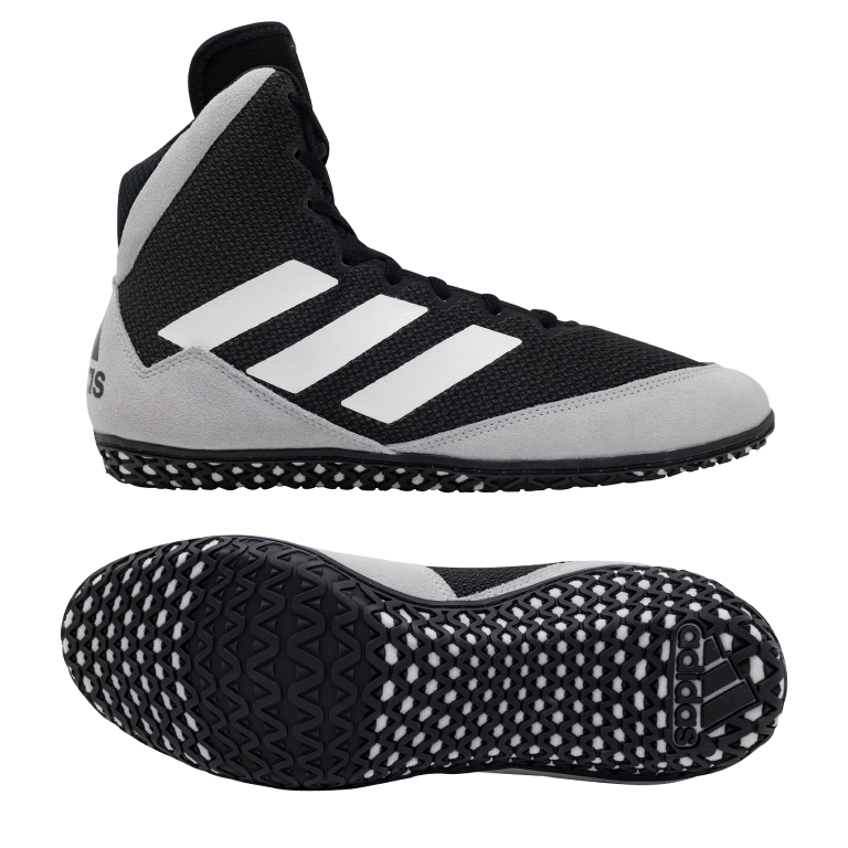 NEW! adidas Mat Wizard 5 Wrestling Shoe, color: Black/Grey/White - Click Image to Close